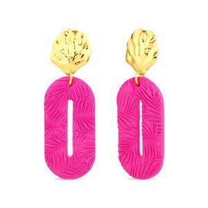 ORO BOTANICO OVAL STATEMENT EARRINGS - Italian Pink